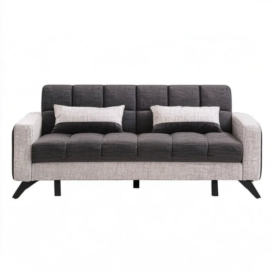 Sofa 3-osobowa ciemnoszara i jasnobeżowa 220 x 85 x 88 cm